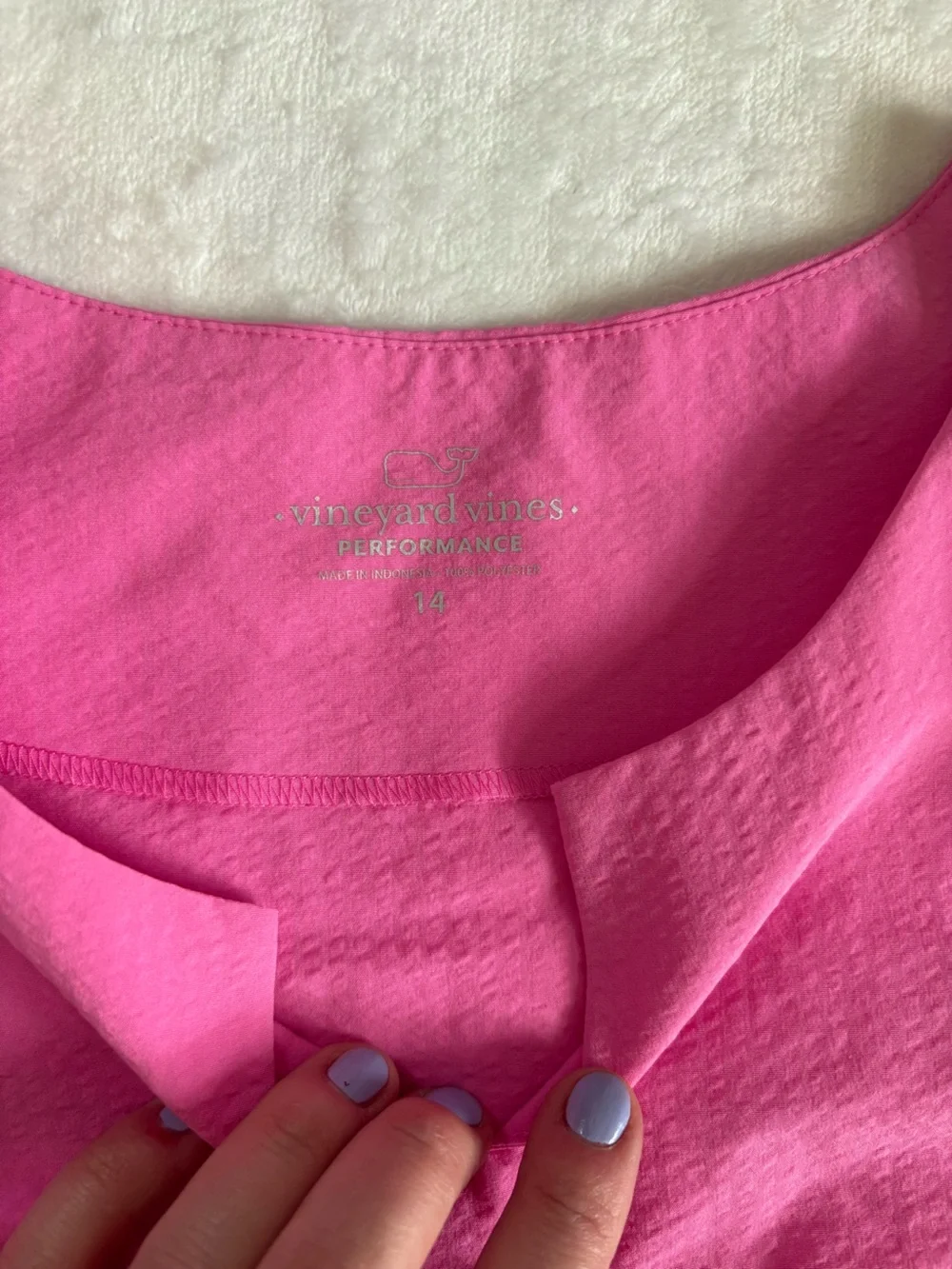 Vineyard Vines Girls Pink Performance Shift Ruffle Dress Flutter Sleeve Size 14